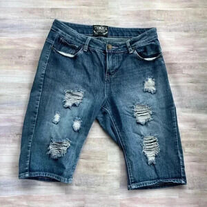 Thrill Always A‎ Thrill Women’s Frayed Bermuda Jean Shorts
